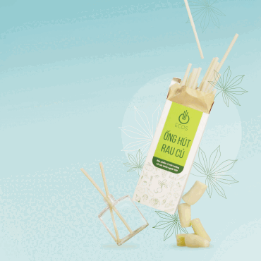 Hộp ống hút rau củ ECOS màu trắng tự nhiên từ bột sắn
