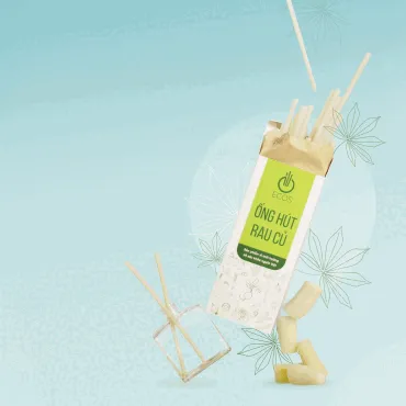 Hộp ống hút rau củ ECOS màu trắng tự nhiên từ bột sắn