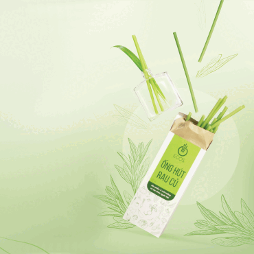 Hộp ống hút rau củ ECOS vị lá dứa màu xanh