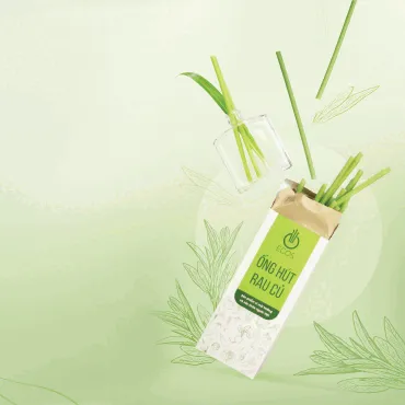 Hộp ống hút rau củ ECOS vị lá dứa màu xanh